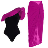 Ruffle Colorblock Retro One Piece Swimsuit