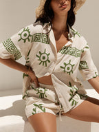 Holiday Fun Print Loose Shorts Two-Piece Set