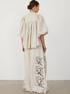 Casual Linen Floral Suit