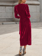 French Elegance Velvet Midi Dress