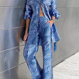 Fashion Two-Piece Long-Sleeved Straight-Leg Trousers