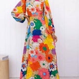 Printed Lace Backless Resort Dress