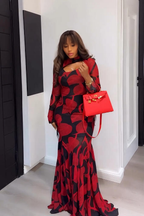 Vibrant Ankara Tie-Neck Fishtail Maxi Dress