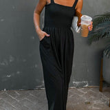 Smocked Pocketed Jumpsuit