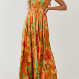 Sunset Floral  Smocked Tube Jumpsuit