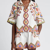 Ethnic Floral Print Shirt And Shorts Suit