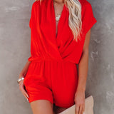 The Relaxed Drape Romper - Poppy