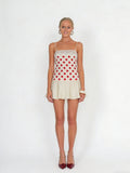 Cream & Red Polka Dot Lace Mini Dress