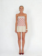 Cream & Red Polka Dot Lace Mini Dress