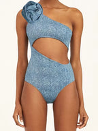 3D Floral One-Shoulder Sexy Monokini