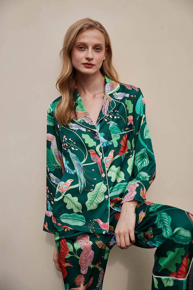 Tiger and Monkey Print Ice-Sleeve Loungewear Set