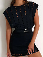 Sexy Cutout Swimsuit with Mini Skirt Set