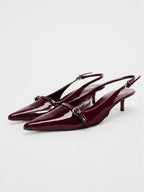 Pointed Toe Buckle Slingback High Heels