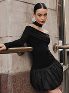Off-the-shoulder Petal Hem Dress