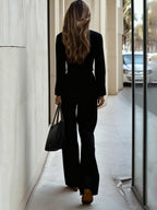 Baby Blue Cropped Blazer Wide-Leg Pants Set