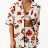 Exquisite Lapel Collar Floral Print Loose Shirt