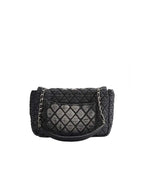 Washed Denim Quilted Chain Crossbody Bag