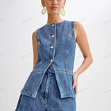 Button-Up Denim Shorts