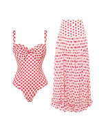 Pink Printed Skirted One-Piece Swimsuit Set