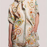 Unique Cashew Floral Print Loose Shorts Set