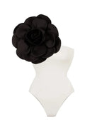 3D Floral Solid Color Swimsuit