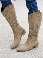 Vintage Embroidered Mid-Calf Boots
