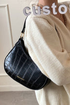 Black Croc Mini Hobo Bag