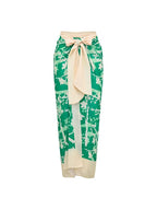 Floral Appliqué Green Printed One-Piece Swimsuit