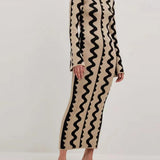 Contrast Bell Sleeve  Maxi Dress