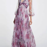 Printed Chiffon Maxi Dress