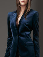 Blue Velvet One-Button Blazer
