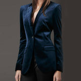 Blue Velvet One-Button Blazer