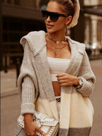 Marled Striped Lurex Hooded Cardigan
