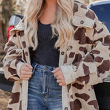 Printed Mid-Length Corduroy Shirt Jacket