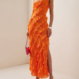 Wood Ear Skirt Slit Maxi Dress