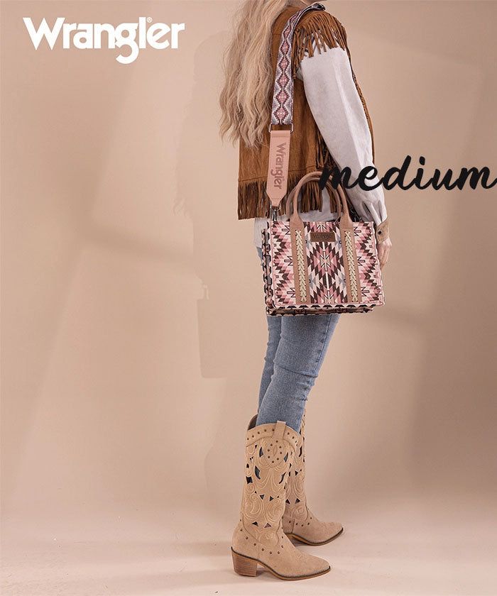 Wrangler Aztec Print Whipstitch Canvas Tote Bag Collection