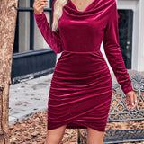 Swing Collar Sequined Velvet Mini Dresses
