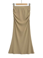 Pleated Mid-Length Fishtail Skirt