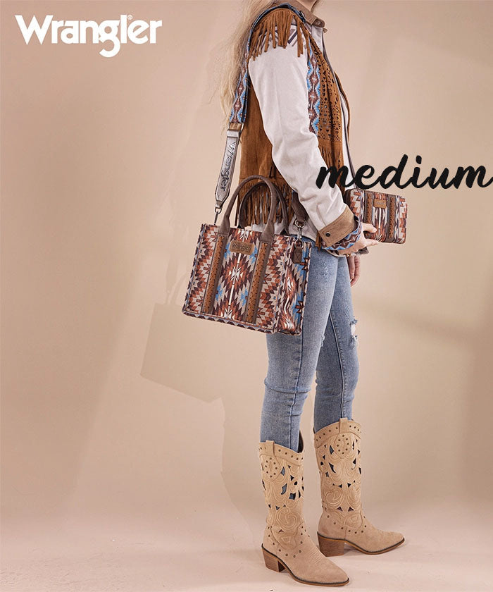 Wrangler Aztec Print Whipstitch Canvas Tote Bag Collection