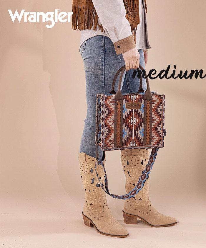 Wrangler Aztec Print Whipstitch Canvas Tote Bag Collection