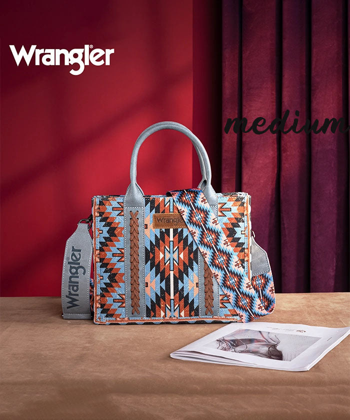 Wrangler Aztec Print Whipstitch Canvas Tote Bag Collection