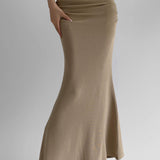 Pleated Mid-Length Fishtail Skirt