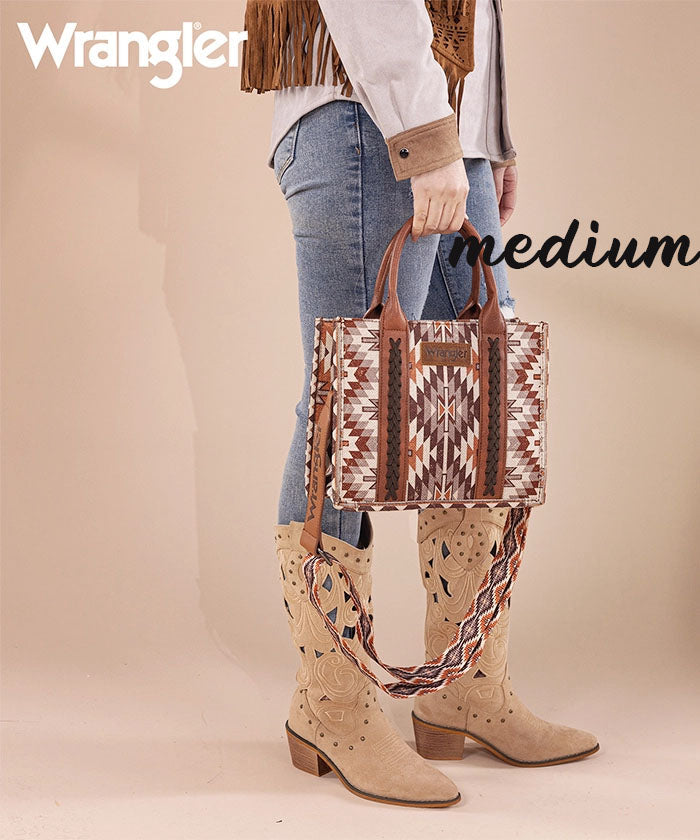 Wrangler Aztec Print Whipstitch Canvas Tote Bag Collection