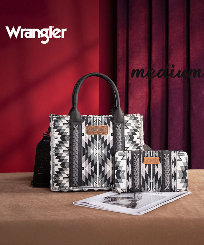 Wrangler Aztec Print Whipstitch Canvas Tote Bag Collection
