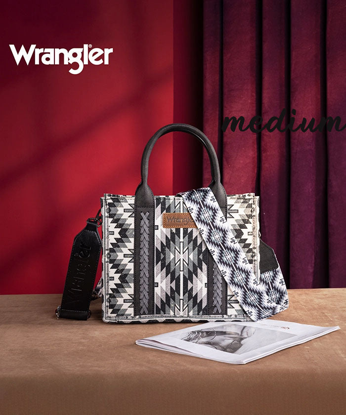 Wrangler Aztec Print Whipstitch Canvas Tote Bag Collection