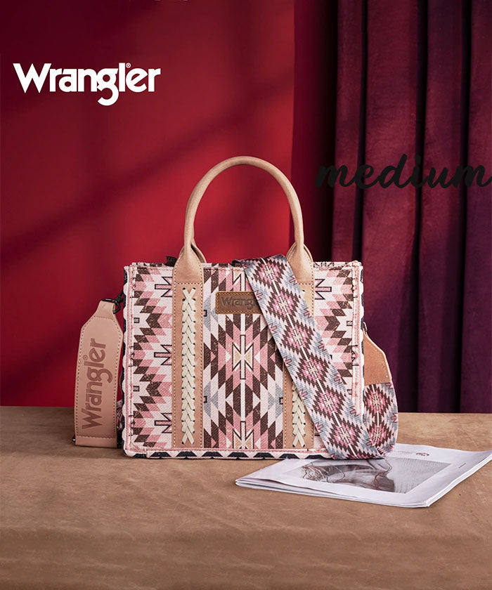 Wrangler Aztec Print Whipstitch Canvas Tote Bag Collection