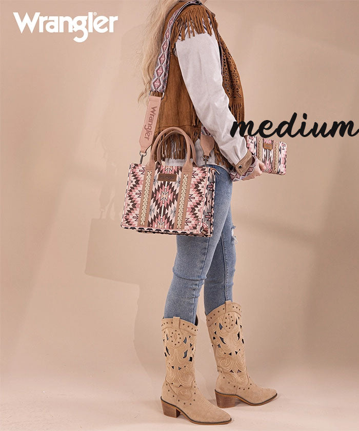 Wrangler Aztec Print Whipstitch Canvas Tote Bag Collection