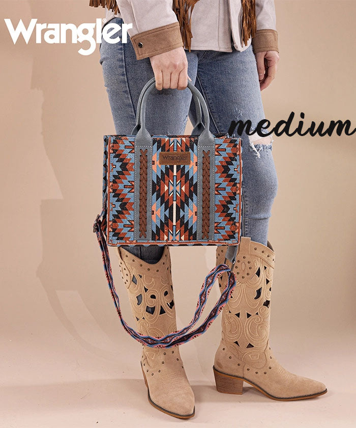 Wrangler Aztec Print Whipstitch Canvas Tote Bag Collection