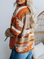 Striped Contrast Fur Coat