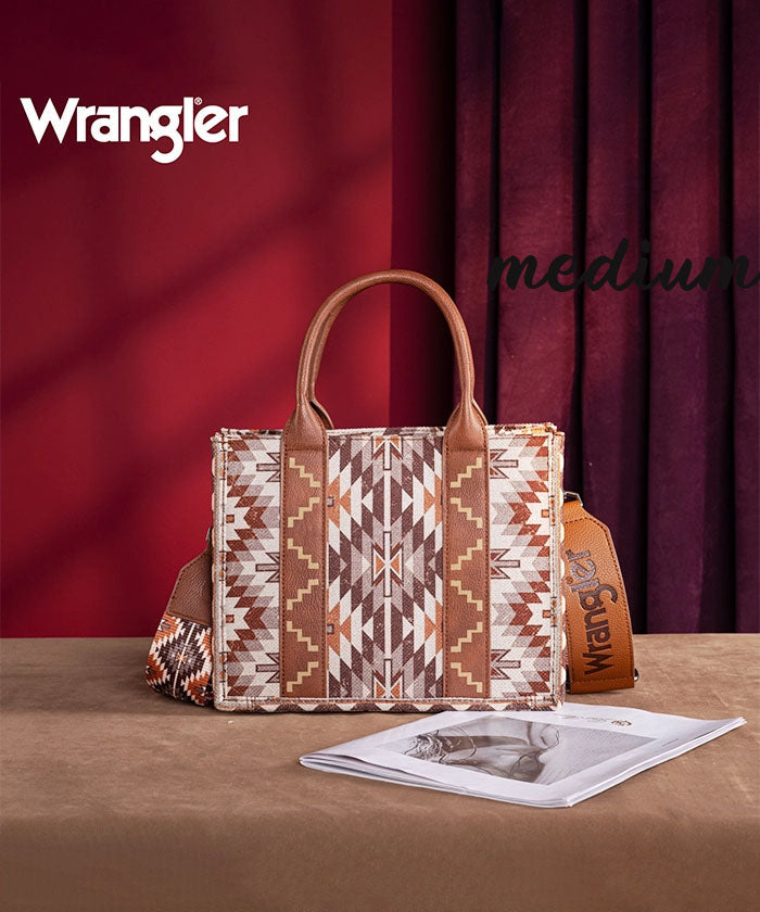 Wrangler Aztec Print Whipstitch Canvas Tote Bag Collection